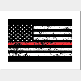 Thin Red Line  American Flag Posters and Art